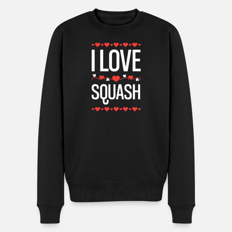 I Love Squash Herz Design - Männer Premium Bio Pullover - Schwarz