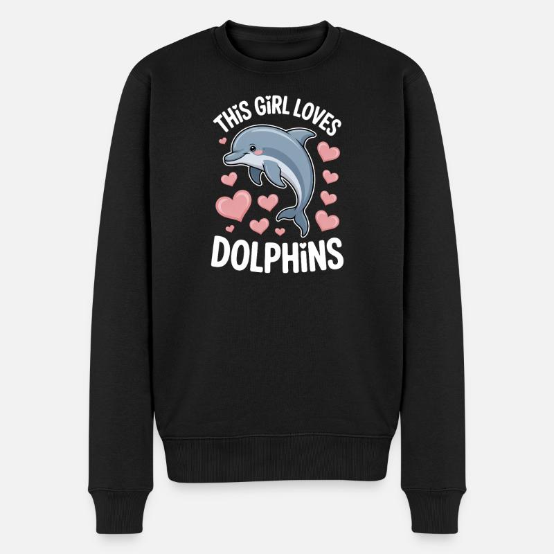 Delfin Spruch Mädchen Lustiges Delfin Geschenk - Männer Premium Bio Pullover - Schwarz