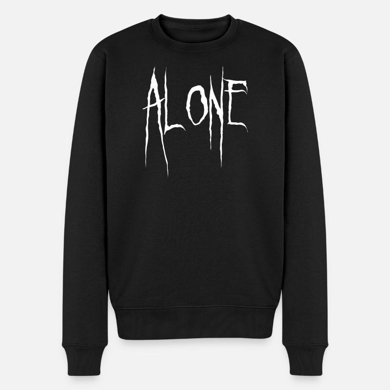 Allein gezackte Typografie - Männer Premium Bio Pullover - Schwarz