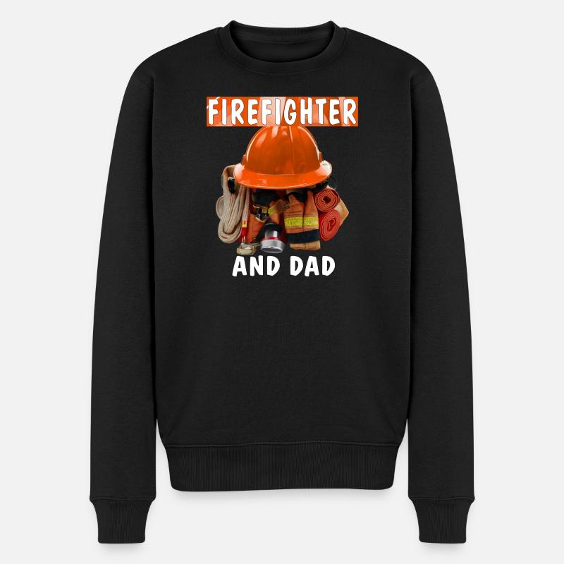 FIREFIGHTER AND DAD - Männer Premium Bio Pullover - Schwarz