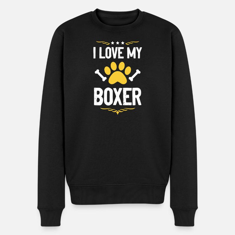Ich liebe meinen Boxer – Pfote & Knochen - Männer Premium Bio Pullover - Schwarz