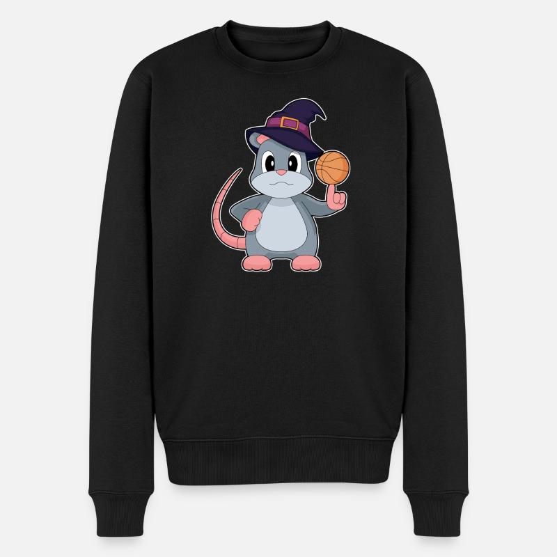 Maus Halloween Basketball - Männer Premium Bio Pullover - Schwarz