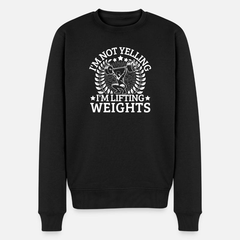 Powerlifting Bodybuilder Not Yelling I´m Lifting - Männer Premium Bio Pullover - Schwarz