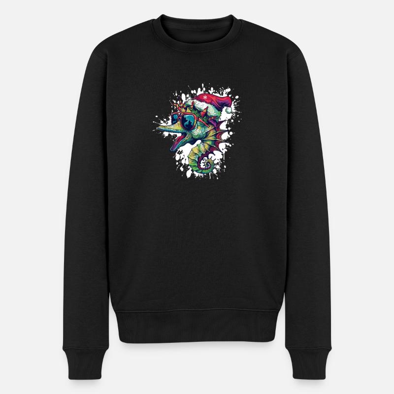 Hippocampe Noël Drôle - Pull Premium bio Homme - noir