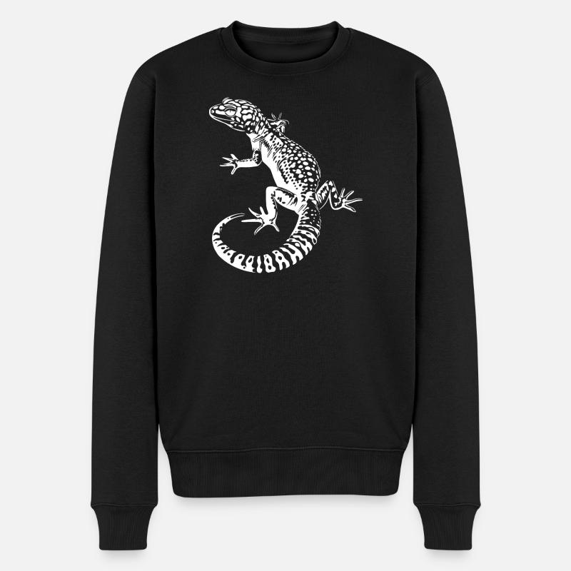 Gecko Leopardgecko Kontrast - Männer Premium Bio Pullover - Schwarz