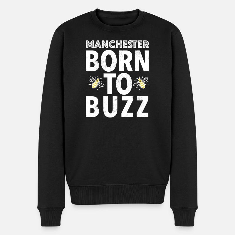 BORN_TO_BUZZ - Männer Premium Bio Pullover - Schwarz