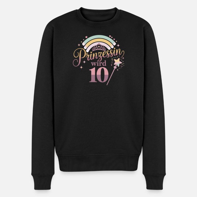 Prinzessin wird 10 – Regenbogenzauber - Männer Premium Bio Pullover - Schwarz