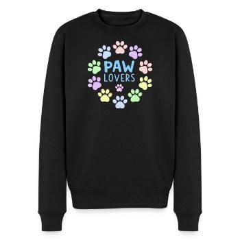 PAW LOVERS Blaue Pastell-Pfoten - Männer Premium Bio Pullover - Schwarz - Vorne - Nico (187cm)