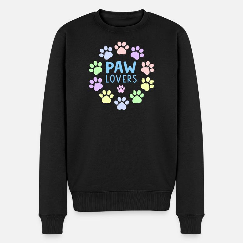 PAW LOVERS Blaue Pastell-Pfoten - Männer Premium Bio Pullover - Schwarz