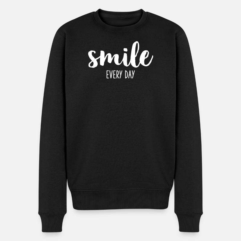 smile every day - Männer Premium Bio Pullover - Schwarz