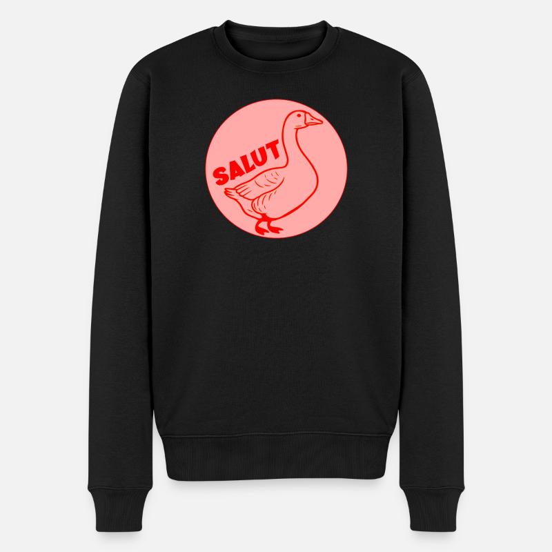 Fun Goose Hallo - Männer Premium Bio Pullover - Schwarz