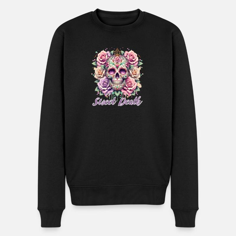 Fleurs Crâne Beauté Floraison - Pull Premium bio Homme - noir