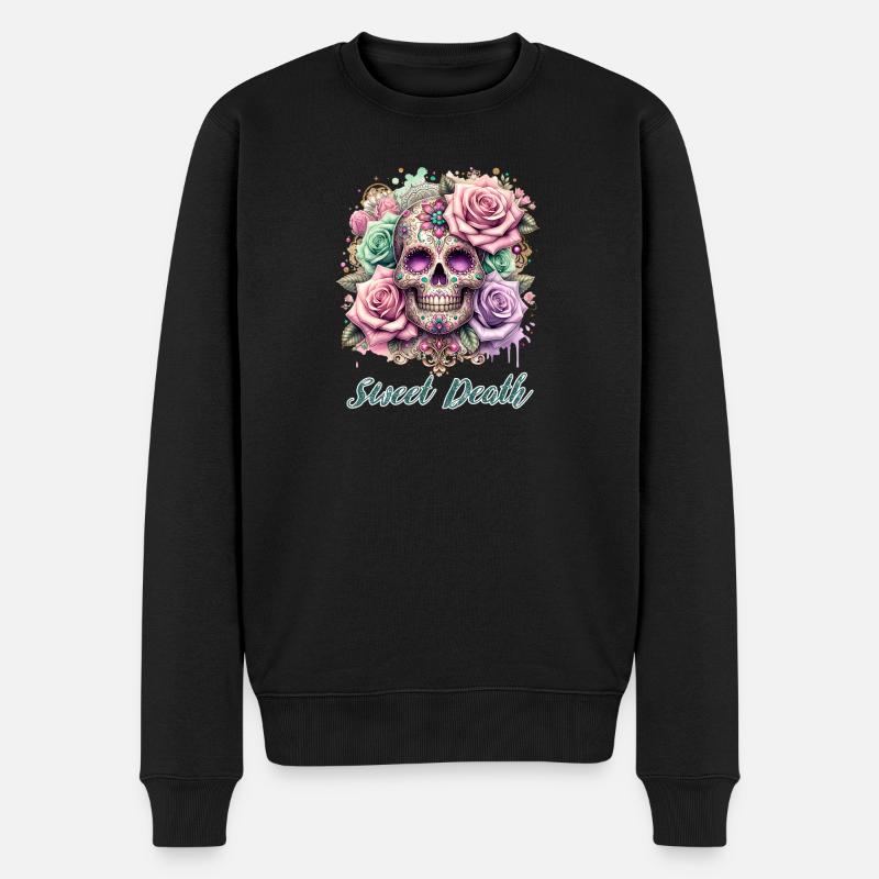 Fleurs Crâne Beauté Floraison - Pull Premium bio Homme - noir