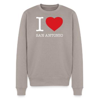 I love San Antonio - Männer Premium Bio Pullover - Taupe - Vorne - Nico (187cm)
