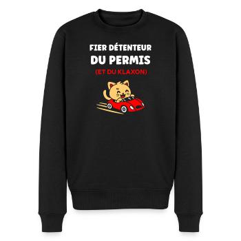 Humour permis de conduire - Pull Premium bio Homme - noir - Devant - Nico (187cm)