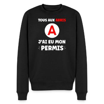 Humour j'ai mon permis de conduire - Pull Premium bio Homme - noir - Devant - Nico (187cm)