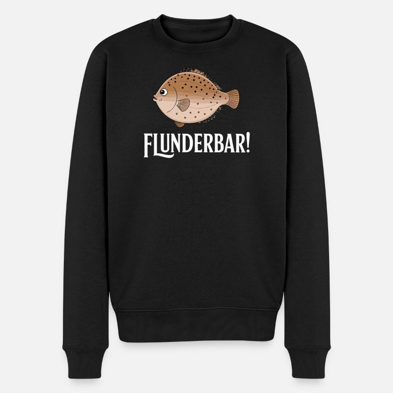 Flunderbar Lustiger Plattfisch Humor - Männer Premium Bio Pullover - Schwarz