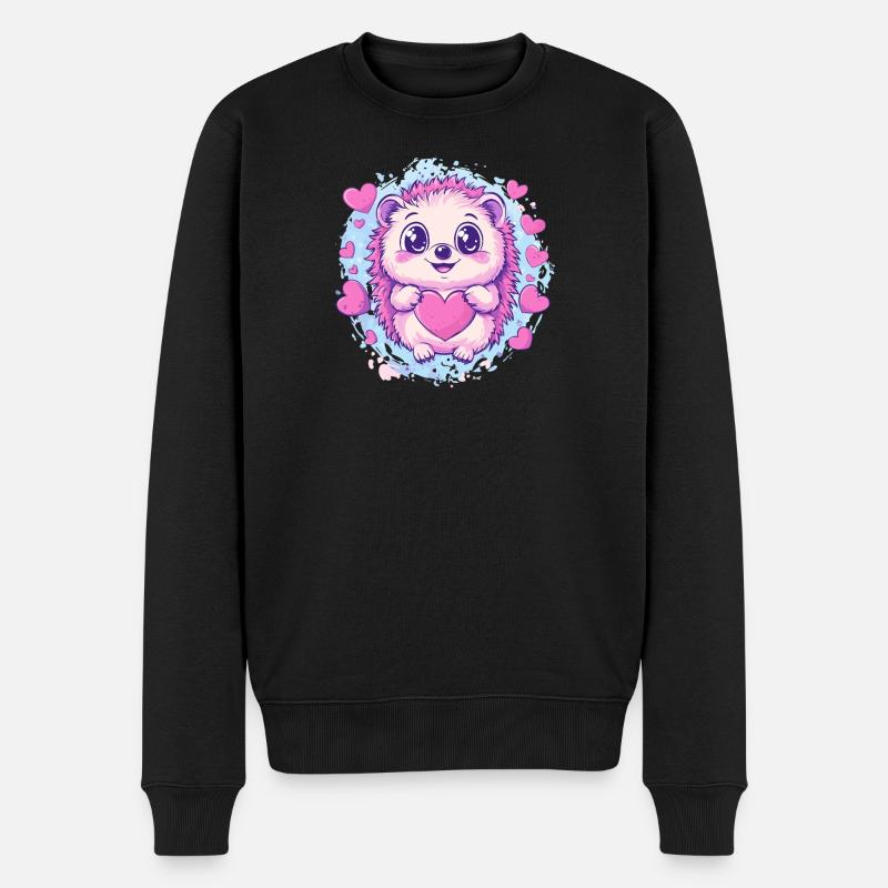 Kuscheliger Igel mit Herz - Männer Premium Bio Pullover - Schwarz