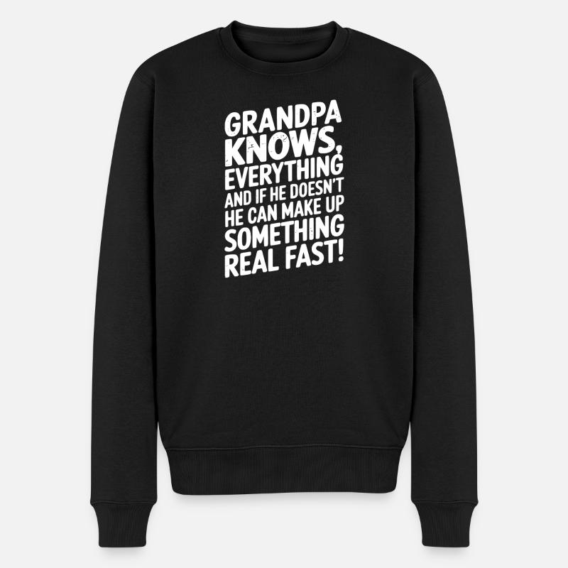 Lustiger Opa Zitat Großvater - Männer Premium Bio Pullover - Schwarz