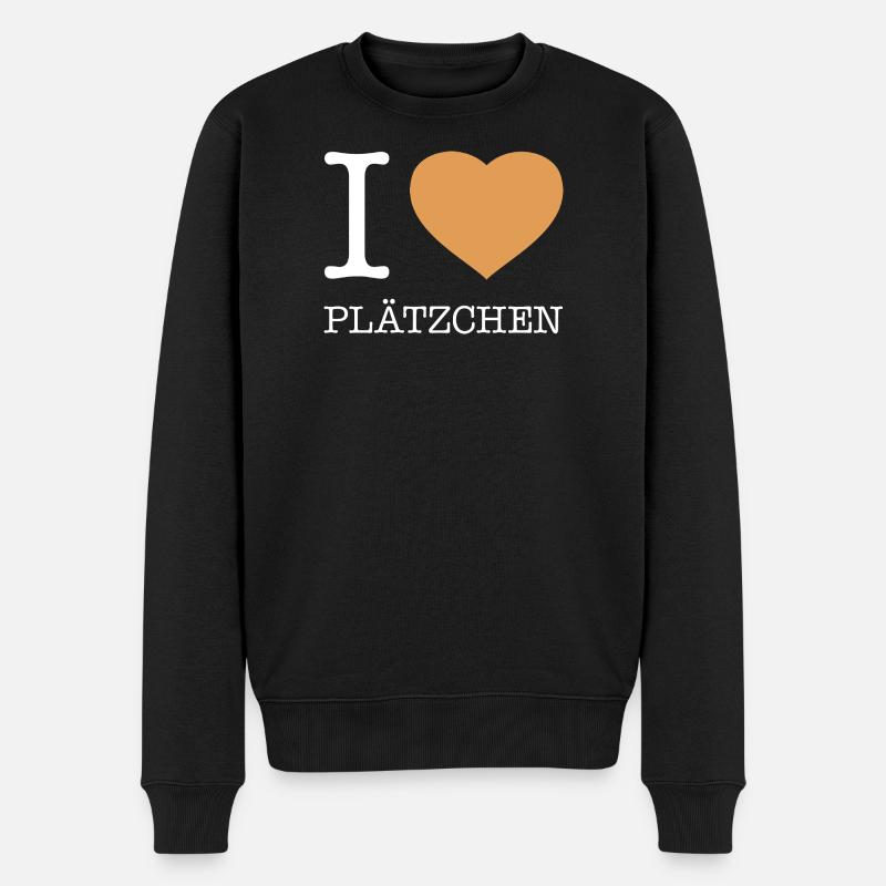 I love Plätzchen - Männer Premium Bio Pullover - Schwarz