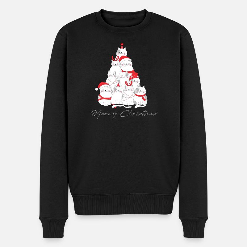 Arbre à chat de Noël miaou - Pull Premium bio Homme - noir
