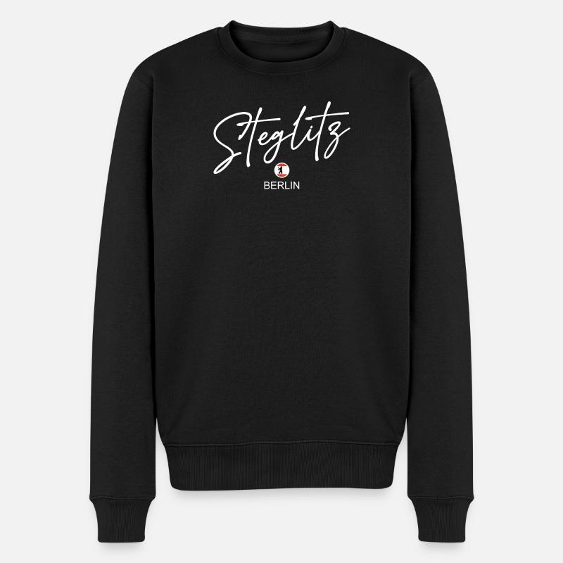 Steglitz - Berlin Flag - Berlin Bear - Men's Premium Organic Jumper - black
