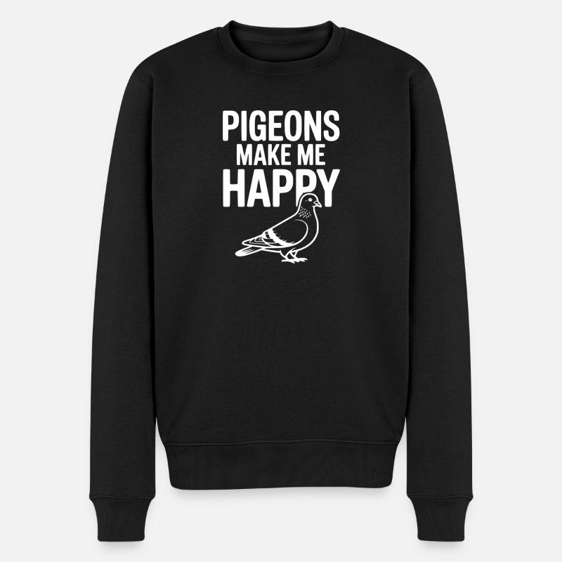 Les pigeons me rendent heureux - Pull Premium bio Homme - noir