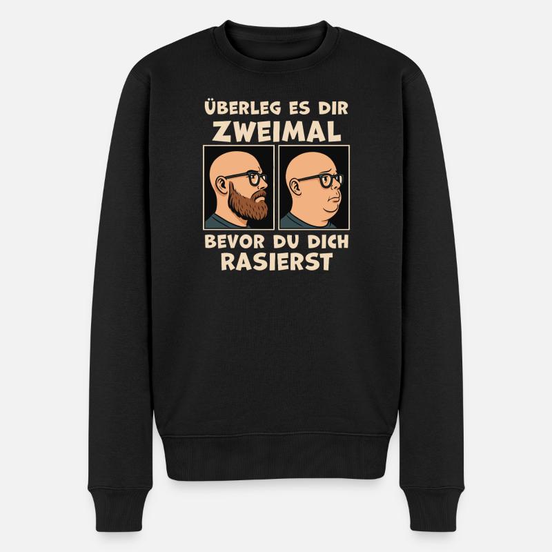 Vorher Nachher Rasurwitz Bartträger - Männer Premium Bio Pullover - Schwarz