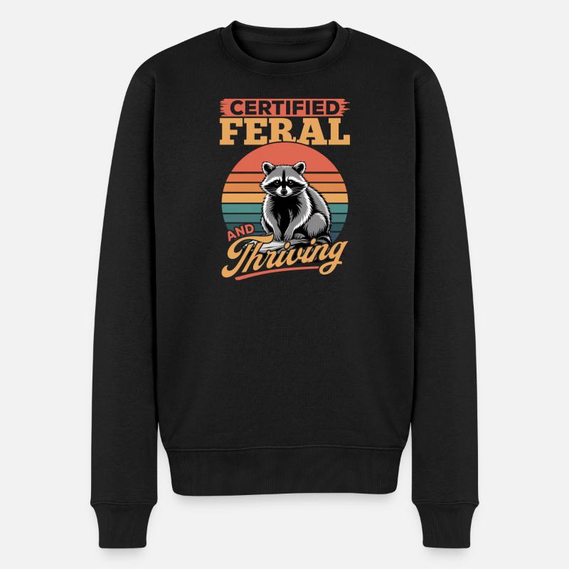 Funny Raccoon - Männer Premium Bio Pullover - Schwarz