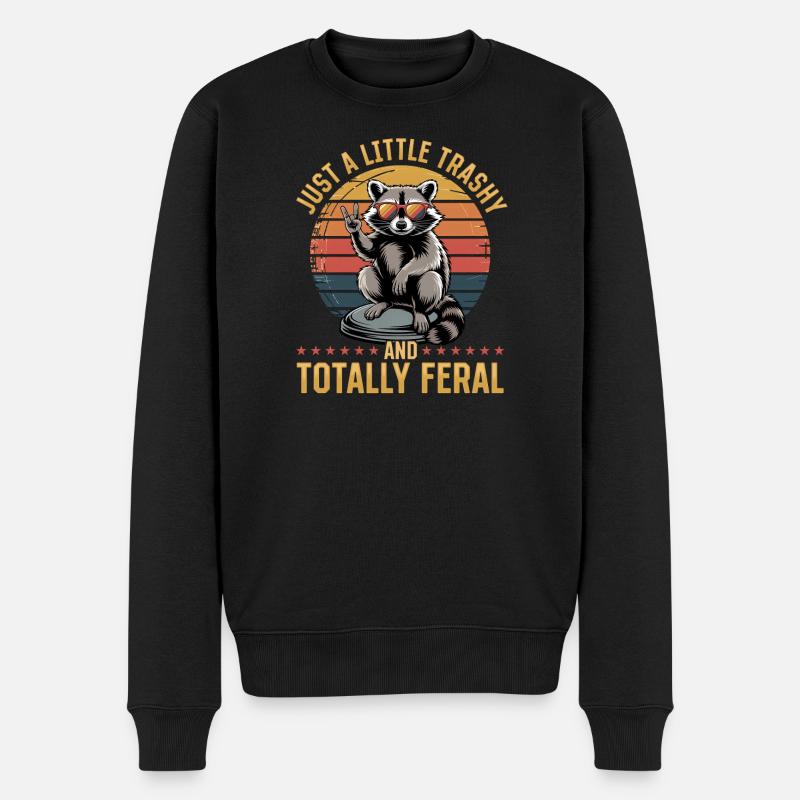 Funny Raccoon - Männer Premium Bio Pullover - Schwarz
