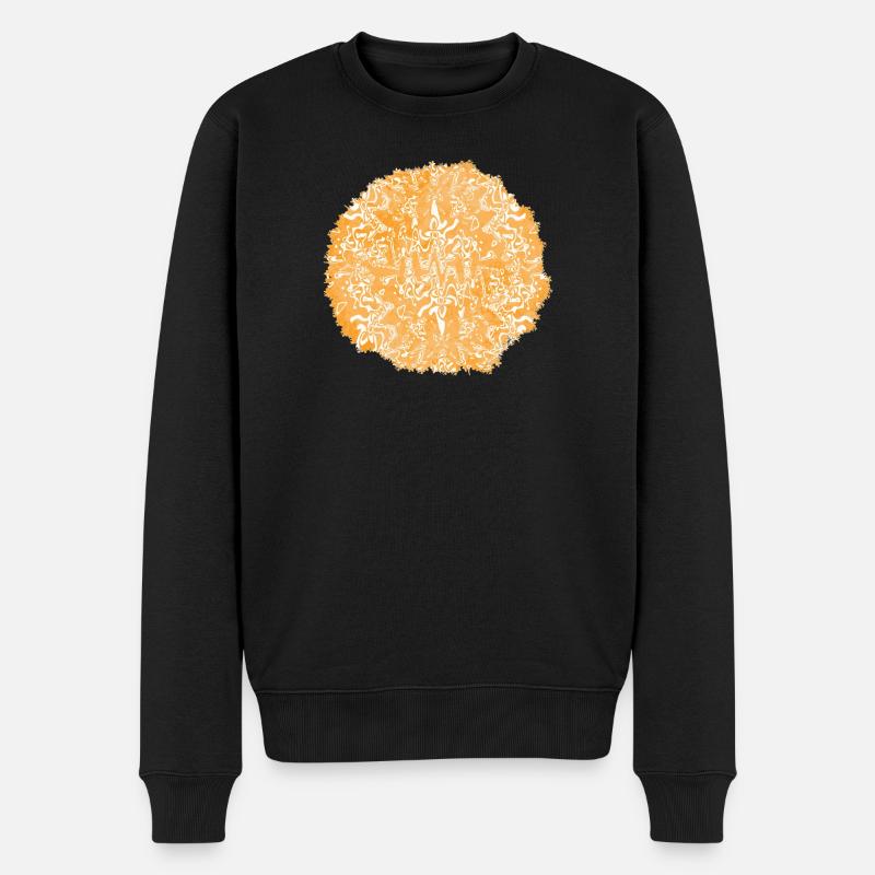 Orangene Tie-Dye Kreismuster - Männer Premium Bio Pullover - Schwarz