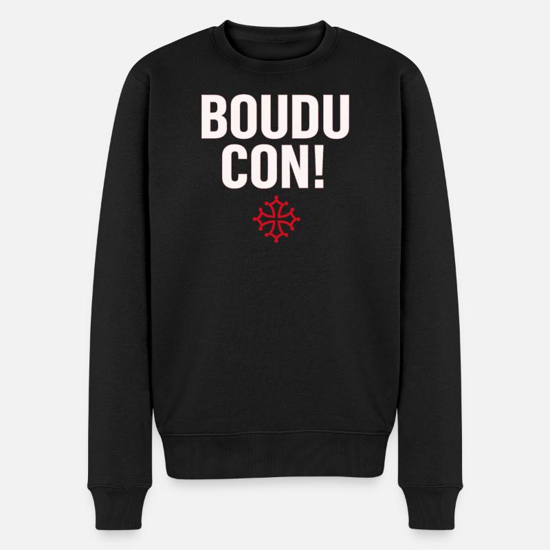 Boudu con ! - Pull Premium bio Homme - noir