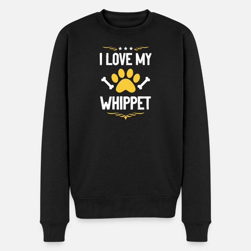 Whippet Liebe Pfotenkunst - Männer Premium Bio Pullover - Schwarz