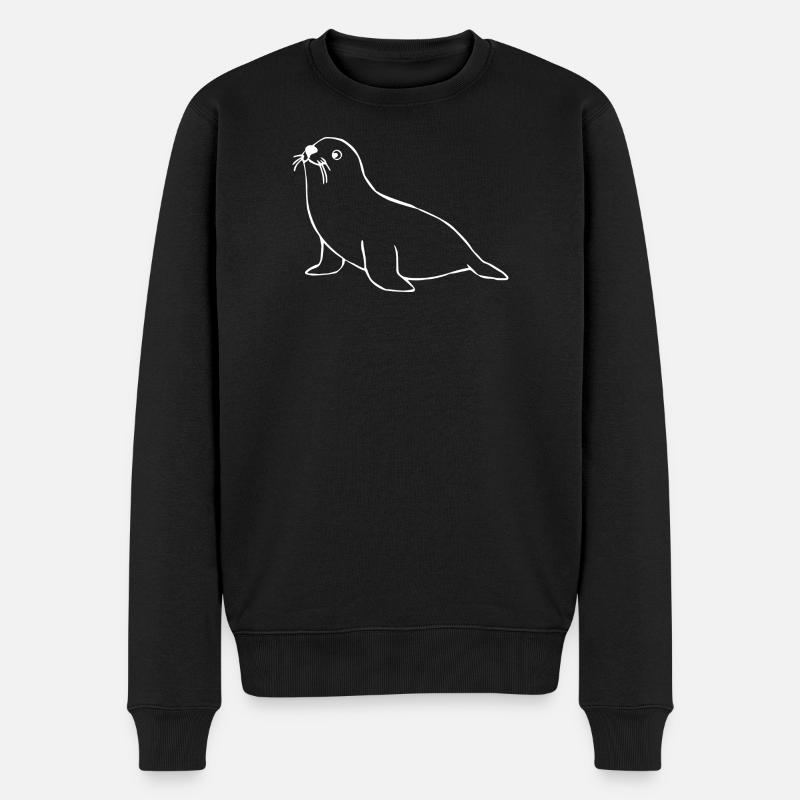 Seehund Robben T-shirt Geschenk Norddeutschland - Männer Premium Bio Pullover - Schwarz