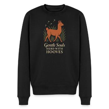 Cottagecore Lama Ästhetisches Süßes Nutztier - Männer Premium Bio Pullover - Schwarz - Vorne - Nico (187cm)