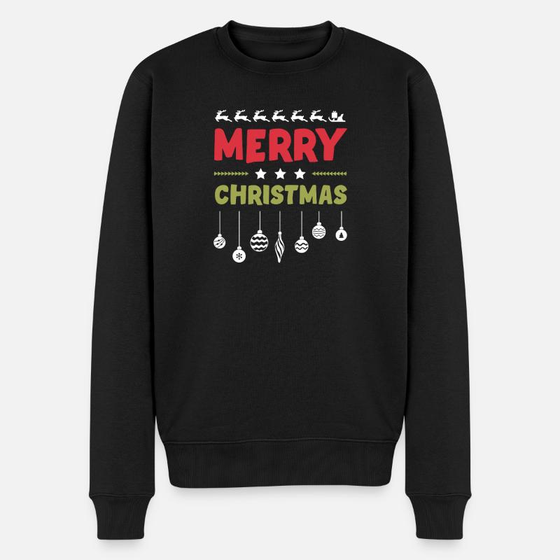 Frohe Weihnachten - Männer Premium Bio Pullover - Schwarz