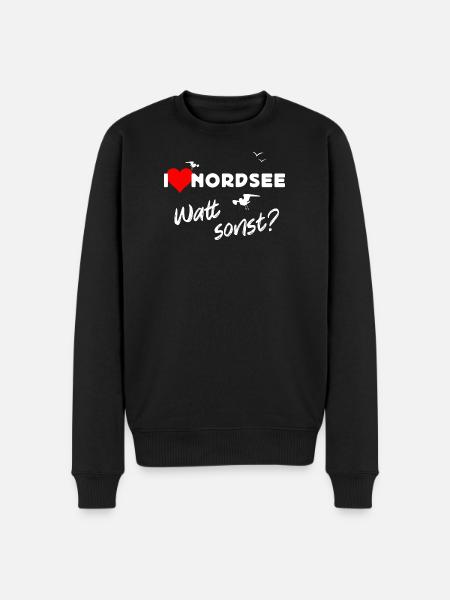 Nordsee Liebe Watt Design - Männer Premium Bio Pullover - Schwarz