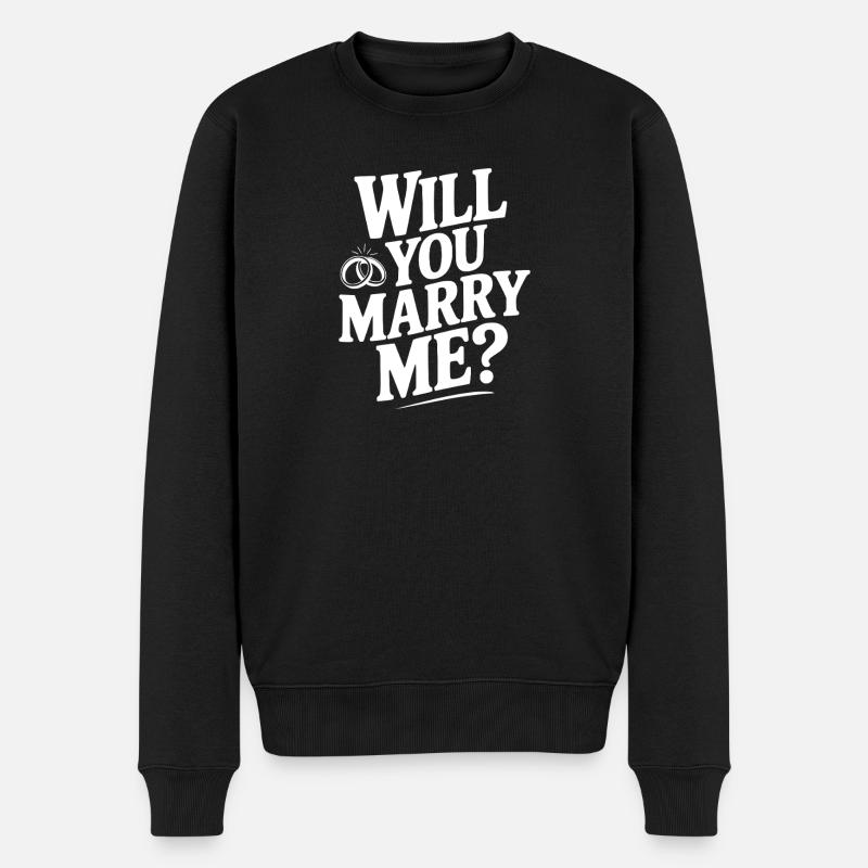 Willst du mich heiraten? - Männer Premium Bio Pullover - Schwarz