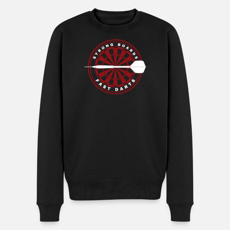 DARTS, STRONG BOARDS AND FAST DARTS - Männer Premium Bio Pullover - Schwarz