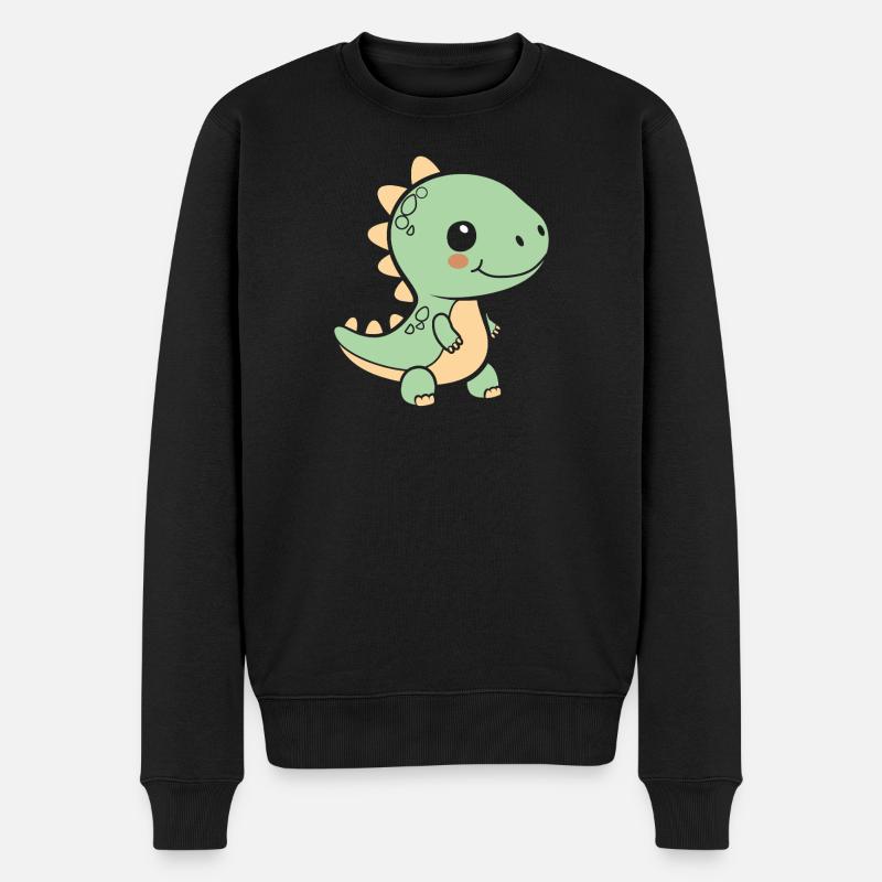 Niedlicher kleiner Dinosaurier - Männer Premium Bio Pullover - Schwarz