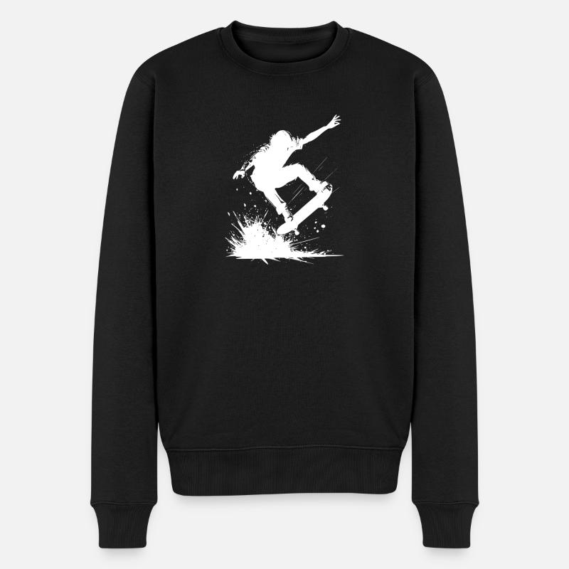 Energetisches Skateboard-Design - Männer Premium Bio Pullover - Schwarz
