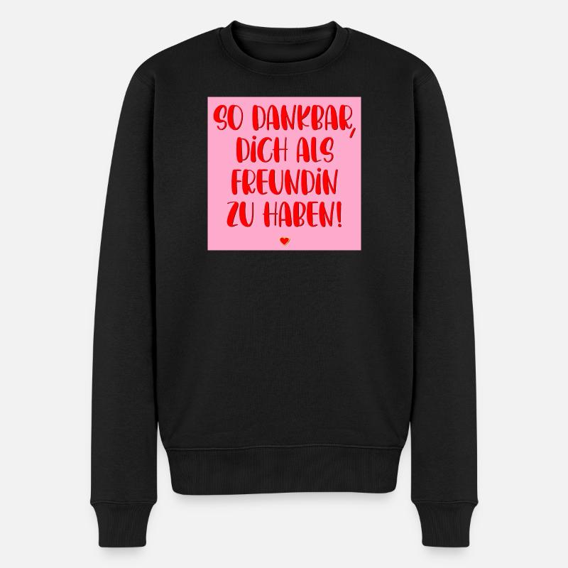 DANKBAR FREUNDSCHAFT HERZ - Männer Premium Bio Pullover - Schwarz