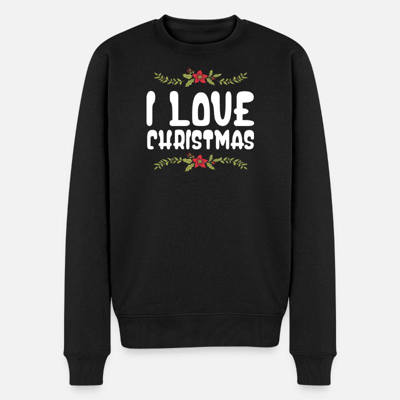 Ich Liebe Weihnachten - Männer Premium Bio Pullover - Schwarz