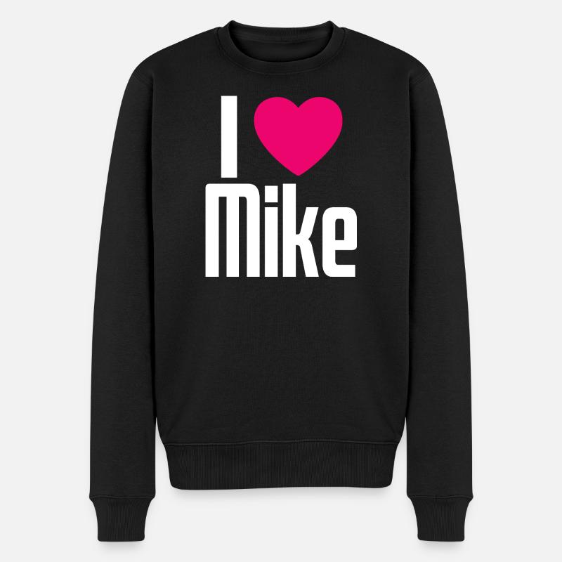 I Love Mike Pinkes Herz Ich liebe Mike - Männer Premium Bio Pullover - Schwarz