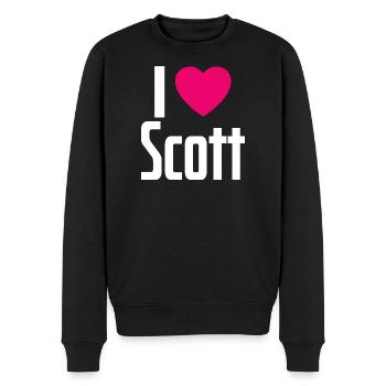I Love Scott Pinkes Herz Ich liebe Scott - Männer Premium Bio Pullover - Schwarz - Vorne - Nico (187cm)