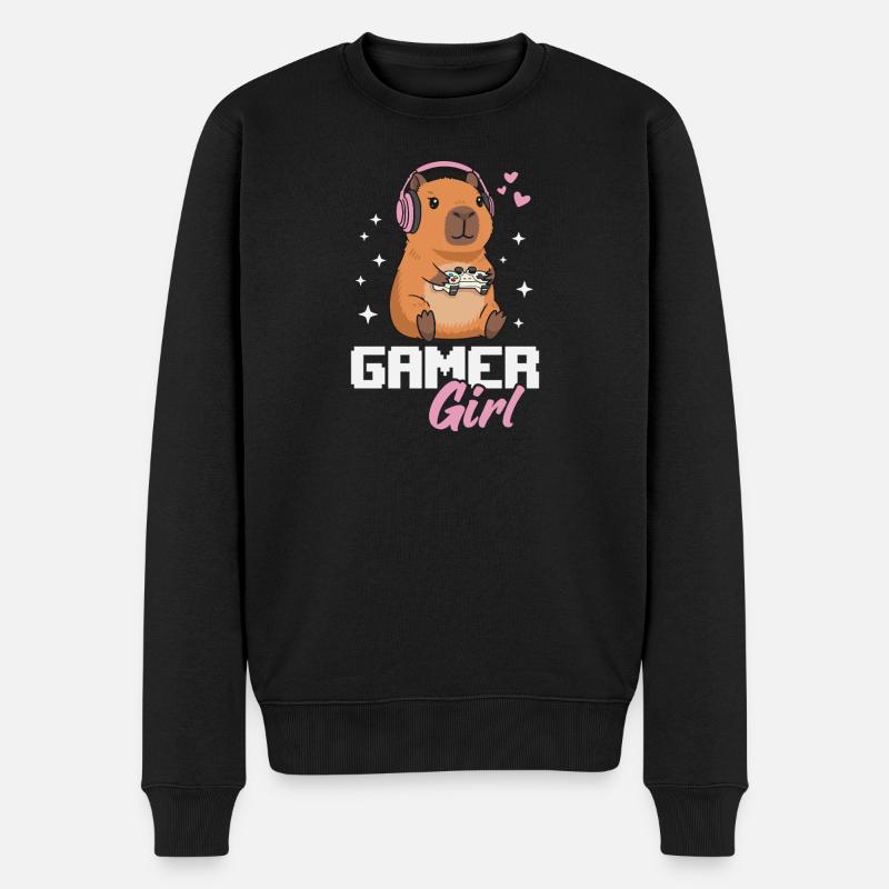 Capybara Gamer Girl Gaming Mädchen Videospiele - Männer Premium Bio Pullover - Schwarz