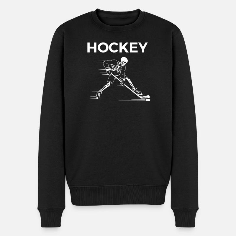 Le skeleton joue au hockey - Pull Premium bio Homme - noir