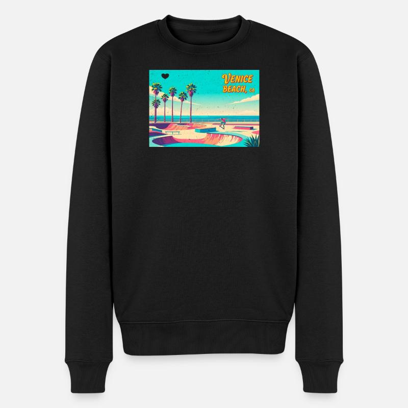 Patineur rétro de Venice Beach - Pull Premium bio Homme - noir