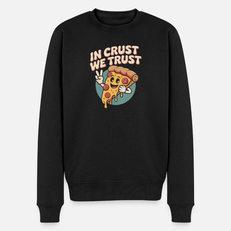 Retro Pizza - Männer Premium Bio Pullover - Schwarz
