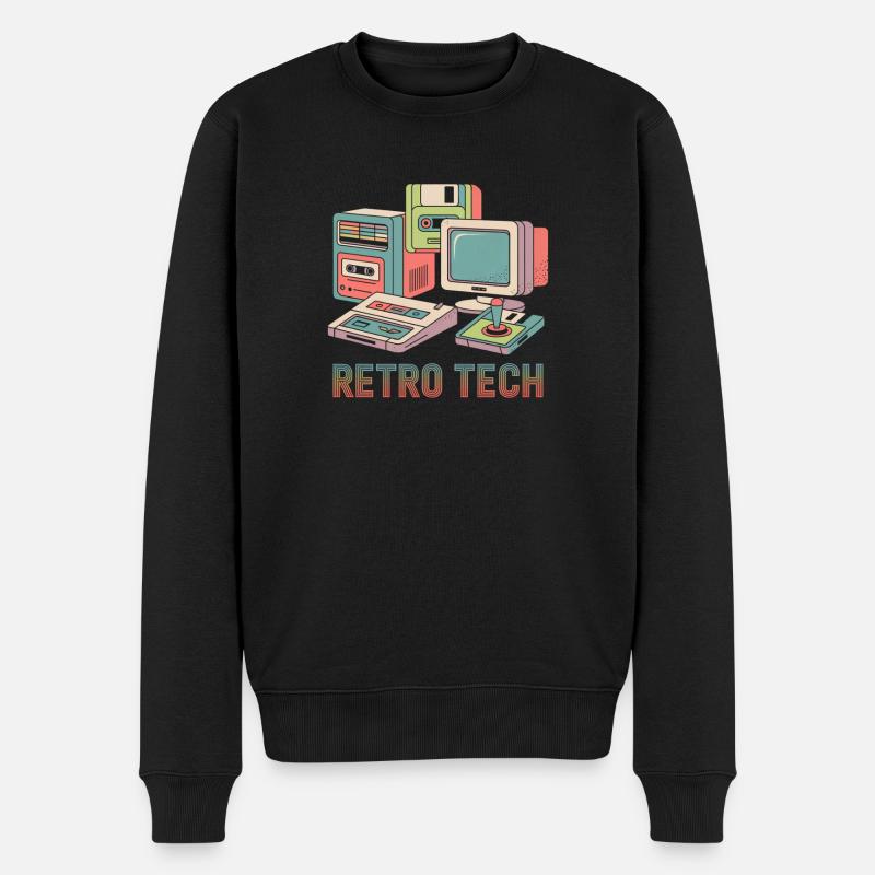 Retro Technik - Männer Premium Bio Pullover - Schwarz